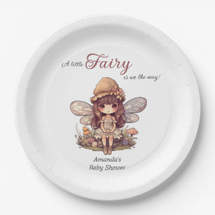 Bezaubernde Fee mit Mushrooms Girl Baby Dusche Pappteller