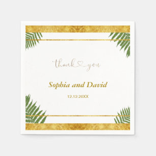 Bezaubernde Fern Blätter Goldfoil Hochzeit nach Ma Serviette