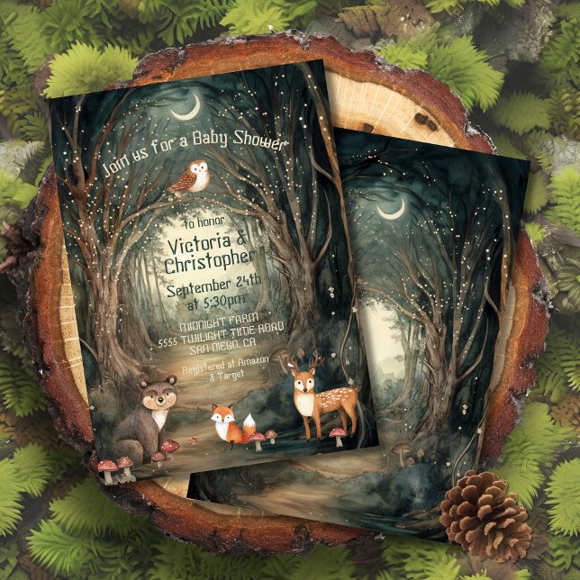 Bezaubernde Forest Baby Shower Twinkle Lights Einladung (Von Creator hochgeladen)
