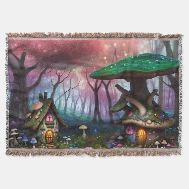 Bezaubernde Forest Dreamscape Mushroom Fantasy Fai Decke (Vorderseite)