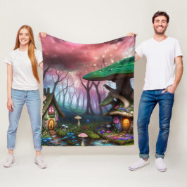 Bezaubernde Forest Dreamscape Mushroom Fantasy Fai Fleecedecke