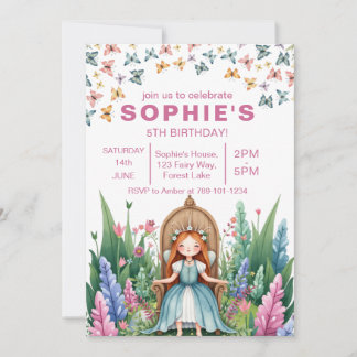 Bezaubernde Forest Fairy Princess Birthday Einladung