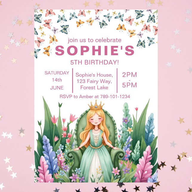 Bezaubernde Forest Fairy Princess Birthday Einladung (Enchanted Forest Fairy Princess Birthday Invitation
)