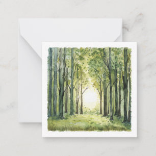 Bezaubernde Forest Watercolor Szene Mitteilungskarte