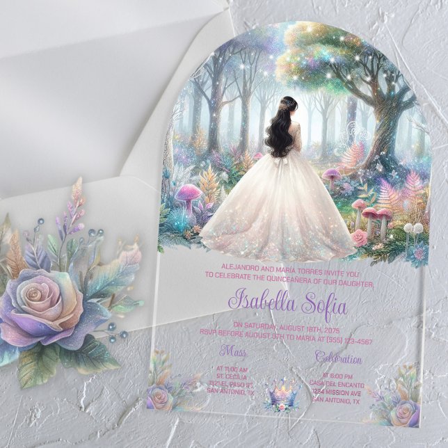 Bezaubernde Gartenakrylle Quinceañera Acryleinladungen (Von Creator hochgeladen)