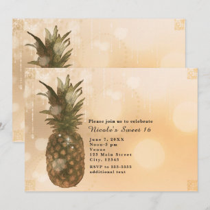 Bezaubernde goldene Ananas-elegante tropische Einladung