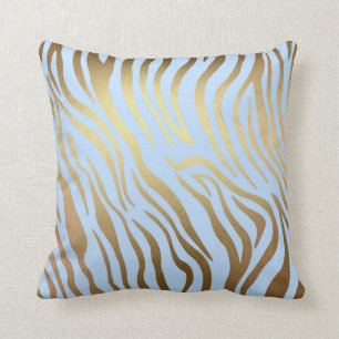 Bezaubernde goldene blaue Zebra-Safari-Haut Kissen