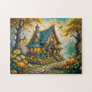 Bezaubernde Herbst-Hütte mit Pumpkins