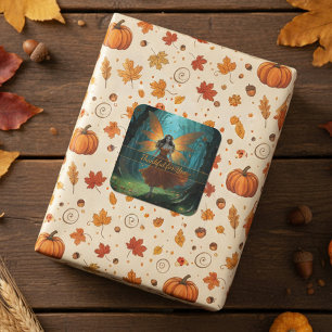 Bezaubernde Herbstmärchen Erntedank Fantasy Art Quadratischer Aufkleber