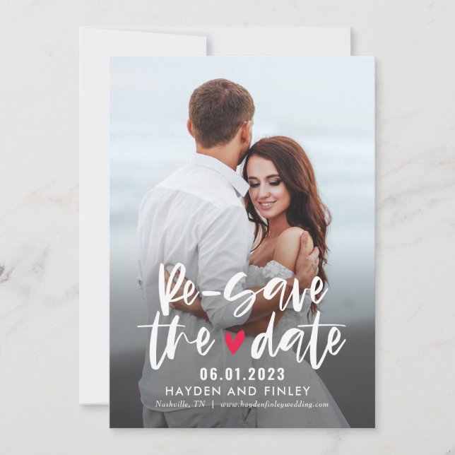 Bezaubernde Herz-EDITABLE-FARBE Resave (Datumskart Save The Date (Vorderseite)