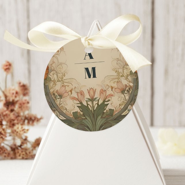 Bezaubernde Hochzeit im Garten Jugendstil Runder Aufkleber (Von Creator hochgeladen)