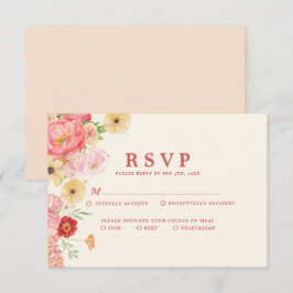 Bezaubernde Hochzeit mit Aquarellblütenbutter RSVP Karte