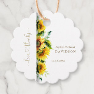 Bezaubernde Hochzeit von Wasserfarben-Sonnenblumen Geschenkanhänger