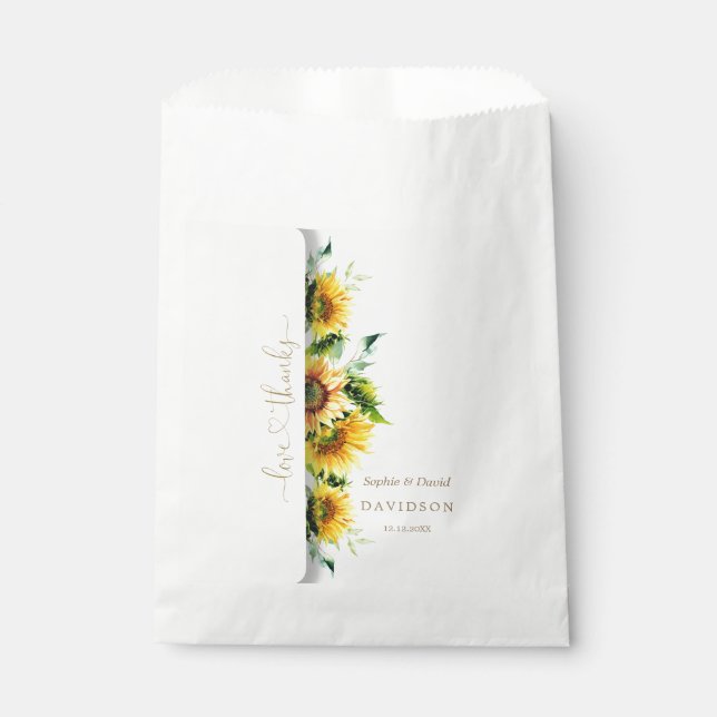 Bezaubernde Hochzeit von Wasserfarben-Sonnenblumen Geschenktütchen (Vorderseite)
