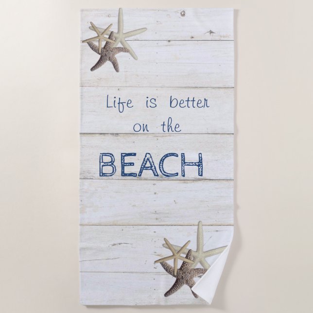 Bezaubernde Holztextur, Starfish, Strand Strandtuch (Vorderseite)