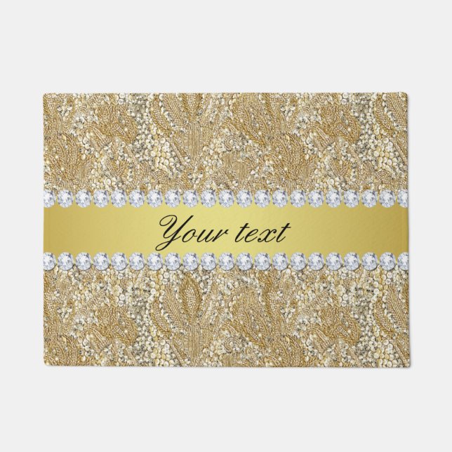 Bezaubernde Imitat-GoldSequins und -diamanten Fußmatte (Vorderseite)