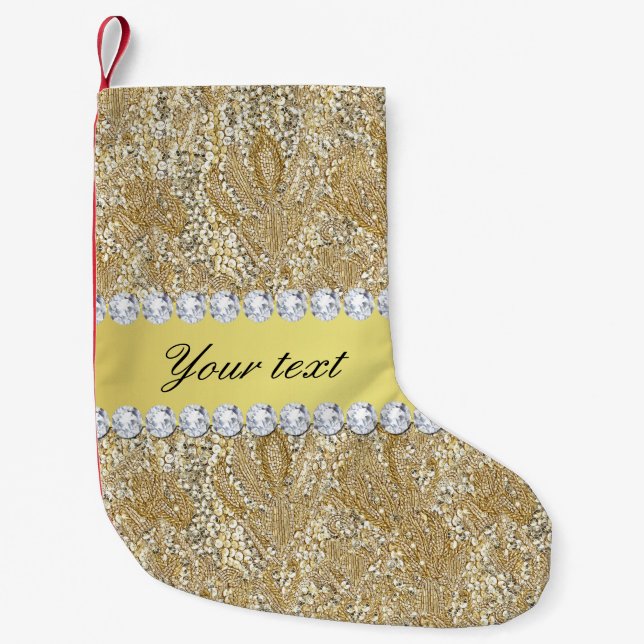 Bezaubernde Imitat-GoldSequins und -diamanten Kleiner Weihnachtsstrumpf (Vorderseite)