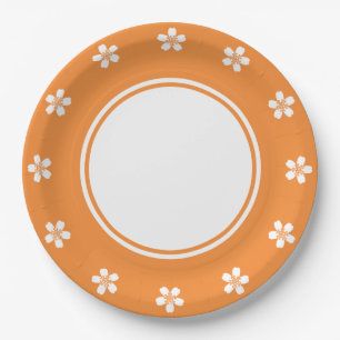 Bezaubernde Kirschblüte im orange Pappteller