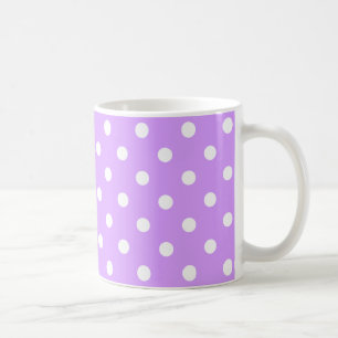 Bezaubernde Lavendel- und weiße Polka-Punkte Kaffeetasse