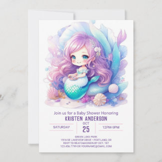 Bezaubernde Mermaid Waters Babydusche Einladung
