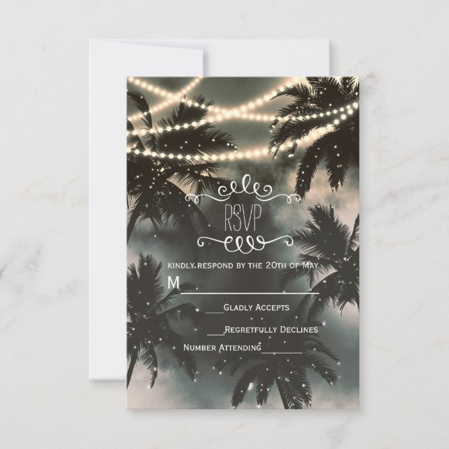 Bezaubernde Night Sky Palm Trees & Lights UAWG RSVP Karte (Vorderseite)