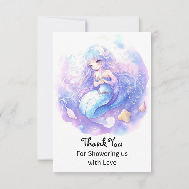 Bezaubernde Ocean Fantasy Mermaid Babydusche Dankeskarte (Vorderseite)