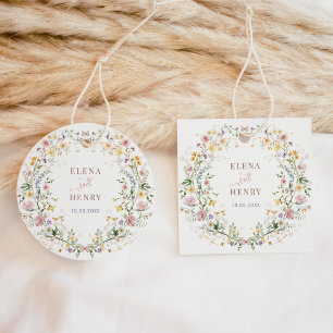 Bezaubernde Pastel Wildblume Garden Hochzeit Geschenkanhänger