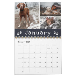 Bezaubernde Paw Prints Marinemonate Pet FotoCollag Kalender