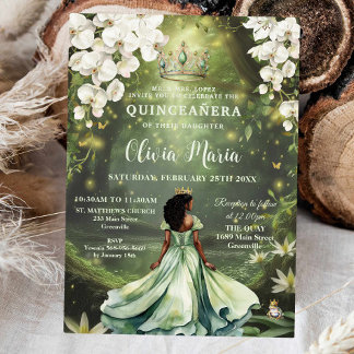 Bezaubernde Prinzessin & Frog Grünes Kleid Quincea Einladung