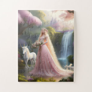 Bezaubernde Prinzessin & Unicorn Fantasy Art