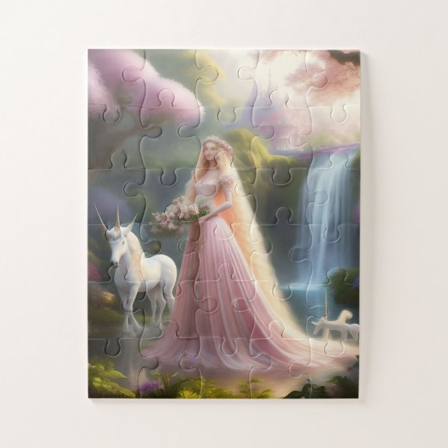 Bezaubernde Prinzessin & Unicorn Fantasy Art (Vertikal)