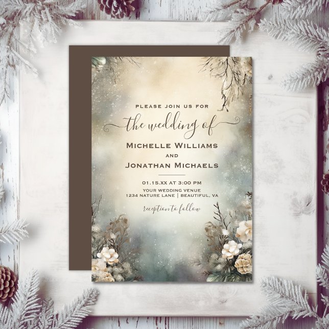 Bezaubernde romantische Wintergartenhochzeit Einladung (Enchanting Romantic Winter Garden Floral Wedding Invitation)