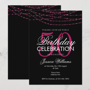 Bezaubernde Rosa-Licht-50. Geburtstag Einladung