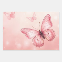 bezaubernde rosa Schmetterlinge Geschenkpapier Set