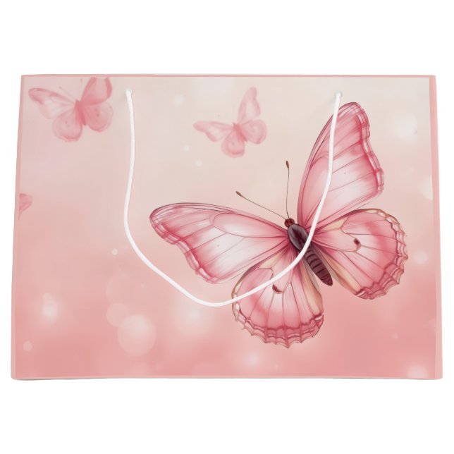 bezaubernde rosa Schmetterlinge Große Geschenktüte (Vorderseite)