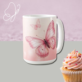 bezaubernde rosa Schmetterlinge Kaffeetasse