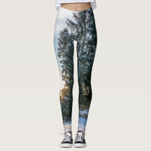 Bezaubernde Schneewaldszene Print Leggings