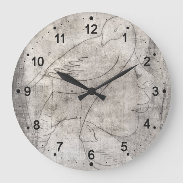 Bezaubernde Schwarz-Weiß-Print: Junge Mädchen unte Große Wanduhr (Vorderseite)