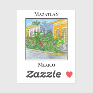 Bezaubernde Straßen der Altstadt von Mazatlan Aufkleber