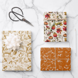 Bezaubernde Tiere aus Herbst und Winter-Wäldern Geschenkpapier Set
