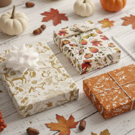 Bezaubernde Tiere aus Herbst und Winter-Wäldern Geschenkpapier Set