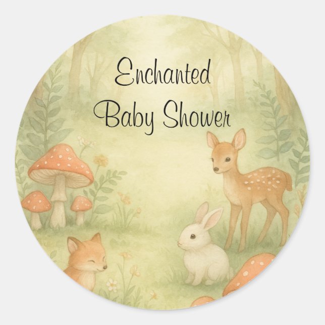 Bezaubernde Toadstool Baby Dusche Umschlag Aufkleb Runder Aufkleber (Vorderseite)