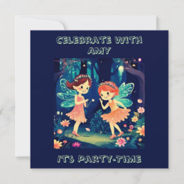 Bezaubernde Wald Fairy Birthday Party Marine Einladung