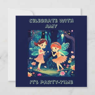 Bezaubernde Wald Fairy Birthday Party Marine Einladung