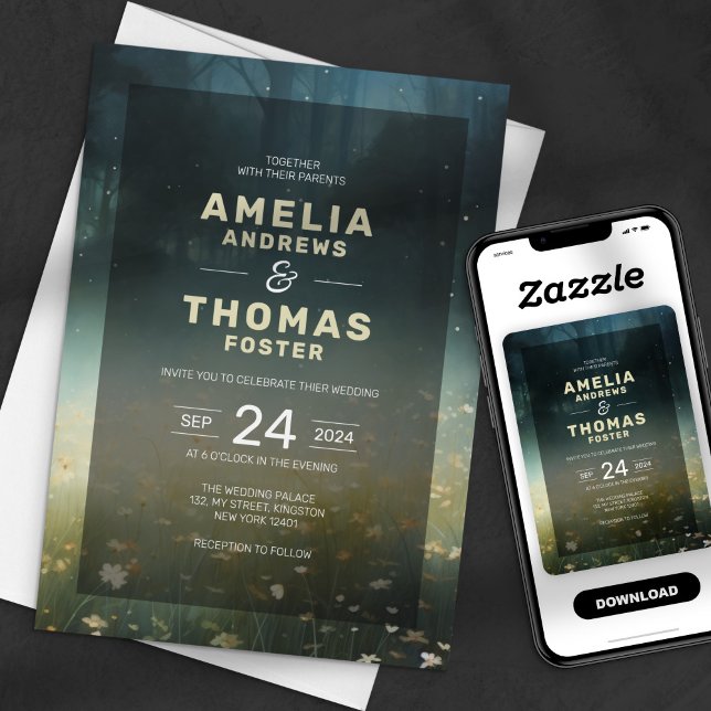 Bezaubernde Waldblütenhochzeit Einladung (Von Creator hochgeladen)