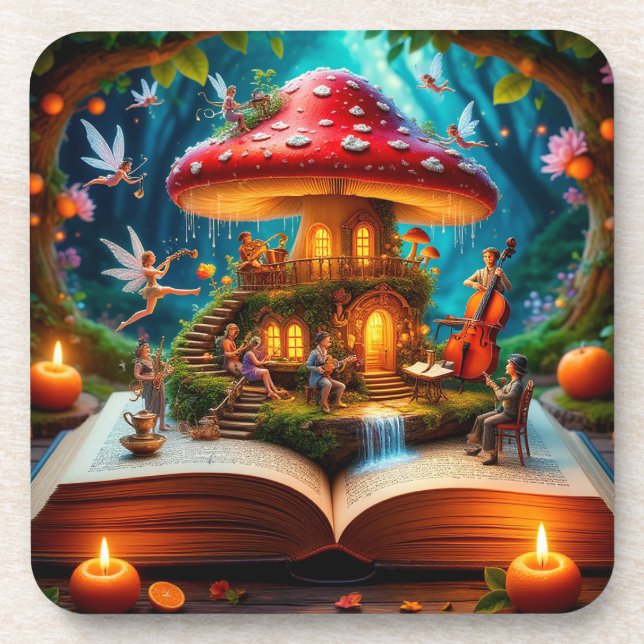 Bezaubernde Waldlandschaft mit Fairies Getränkeuntersetzer (Vorderseite)