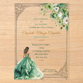 Bezaubernde Waldlandschaft Quinceañera Acryleinladungen