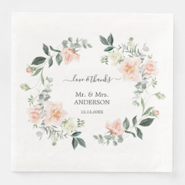 Bezaubernde Wasserfarben-Blush-Weiße Blume Hochzei Serviette