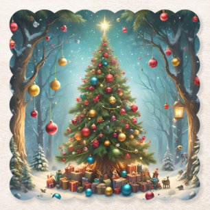 Bezaubernde Weihnachten im Wald: Baum Untersetzer