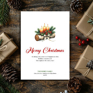 Bezaubernde Weihnachtskerzen Stechpalmen-Beeren-Ka Feiertagskarte